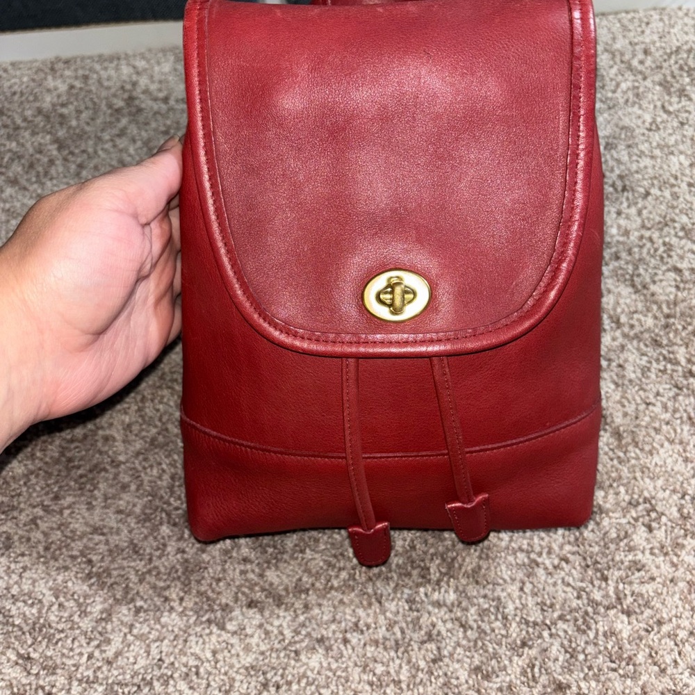 Coach Red Leather Daypack backpack